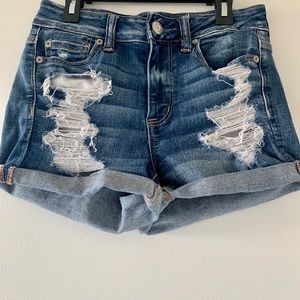 American Eagle Distressed Hi-Rise Shortie Shorts